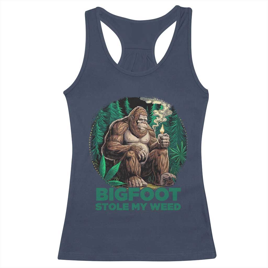 Funny Sasquatch Marijuana Racerback Tank Top Bigfoot Stole My Weed Vintage 420