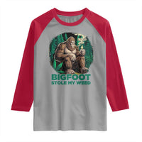 Funny Sasquatch Marijuana Raglan Shirt Bigfoot Stole My Weed Vintage 420