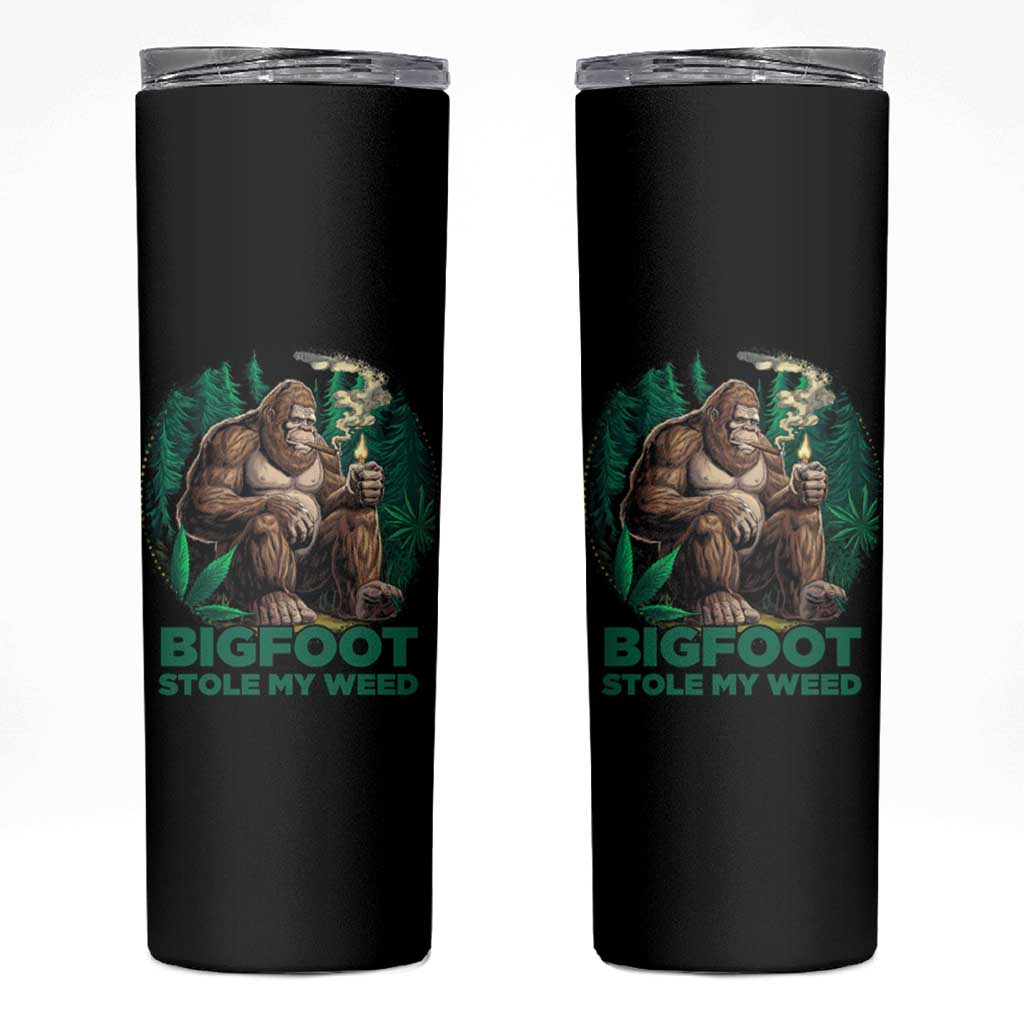 Funny Sasquatch Marijuana Skinny Tumbler Bigfoot Stole My Weed Vintage 420