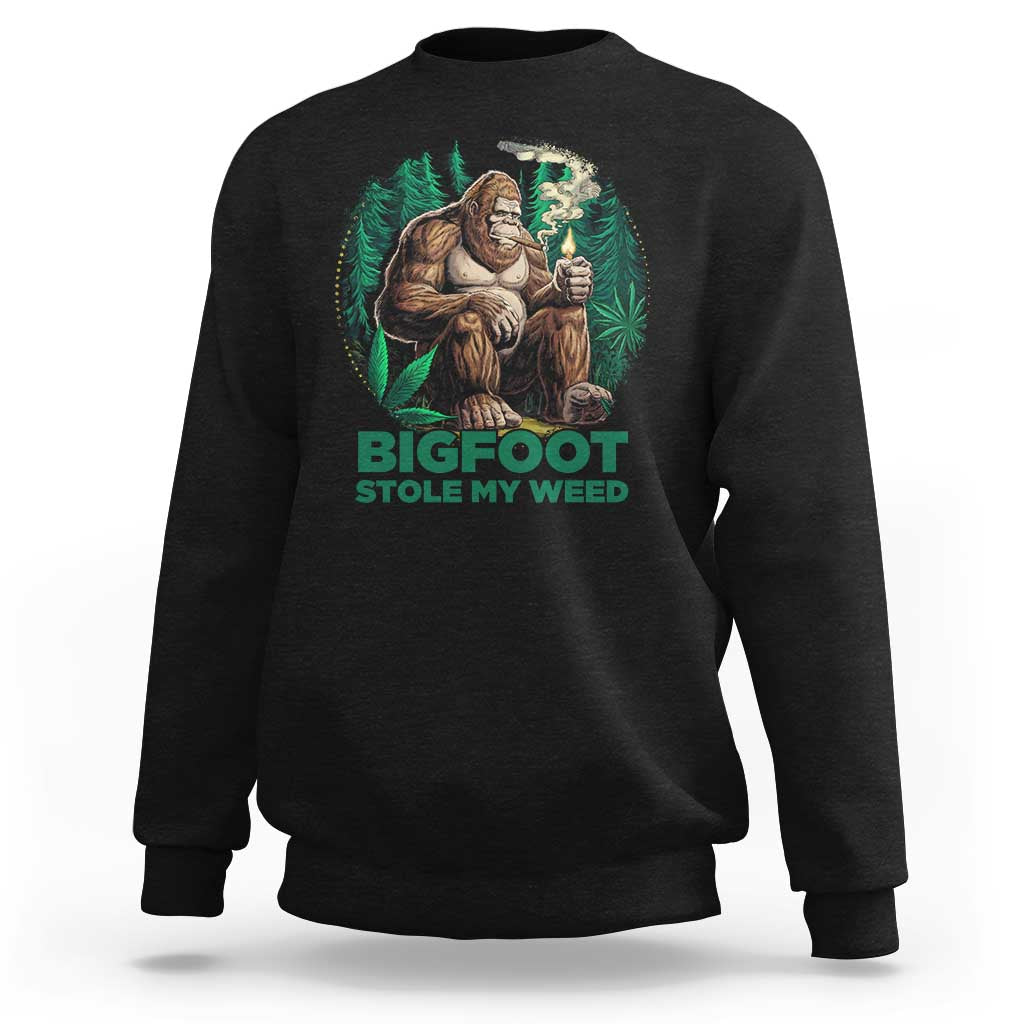 Funny Sasquatch Marijuana Sweatshirt Bigfoot Stole My Weed Vintage 420