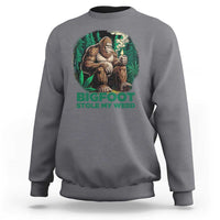 Funny Sasquatch Marijuana Sweatshirt Bigfoot Stole My Weed Vintage 420