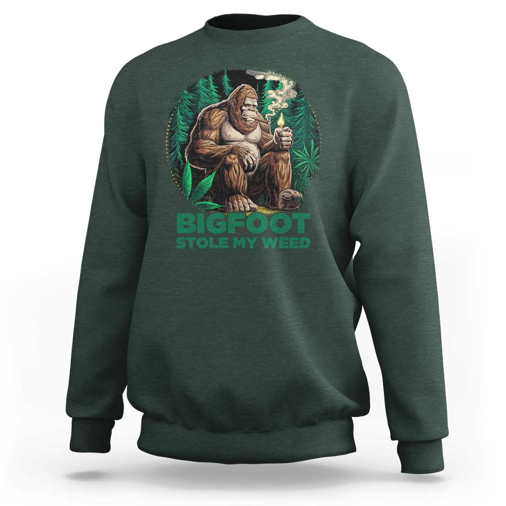 Funny Sasquatch Marijuana Sweatshirt Bigfoot Stole My Weed Vintage 420