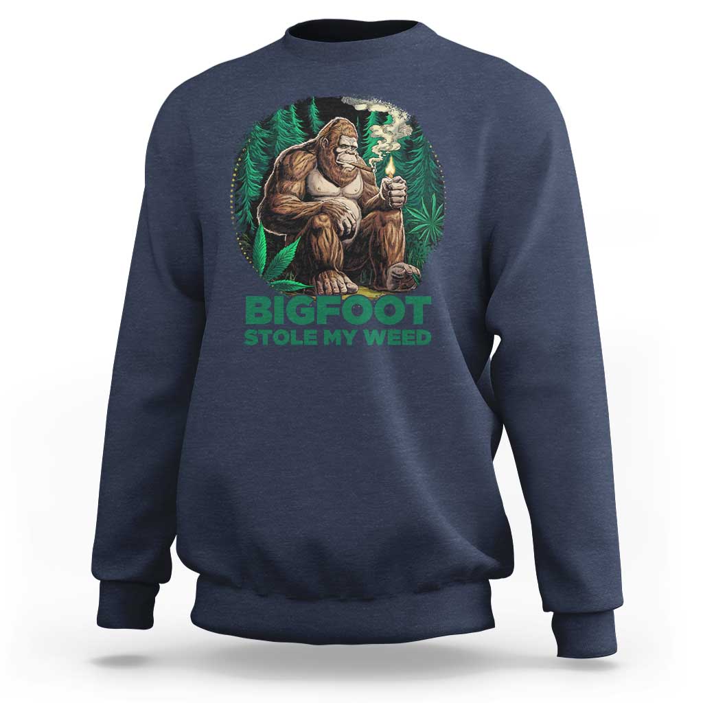 Funny Sasquatch Marijuana Sweatshirt Bigfoot Stole My Weed Vintage 420