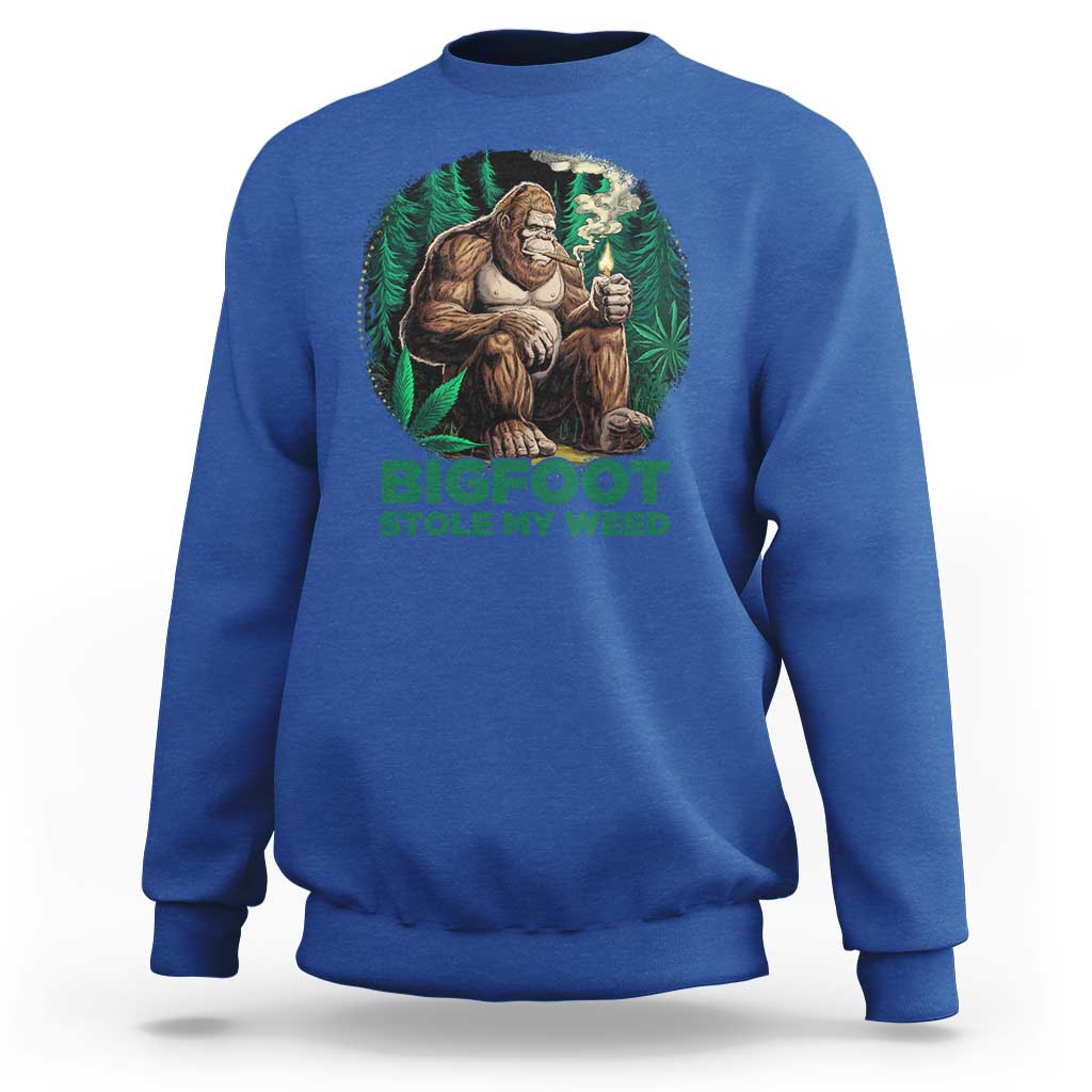 Funny Sasquatch Marijuana Sweatshirt Bigfoot Stole My Weed Vintage 420