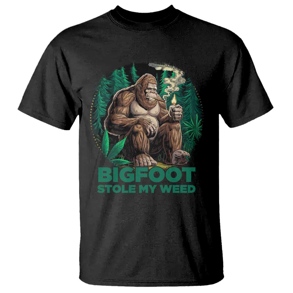Funny Sasquatch Marijuana T Shirt Bigfoot Stole My Weed Vintage 420