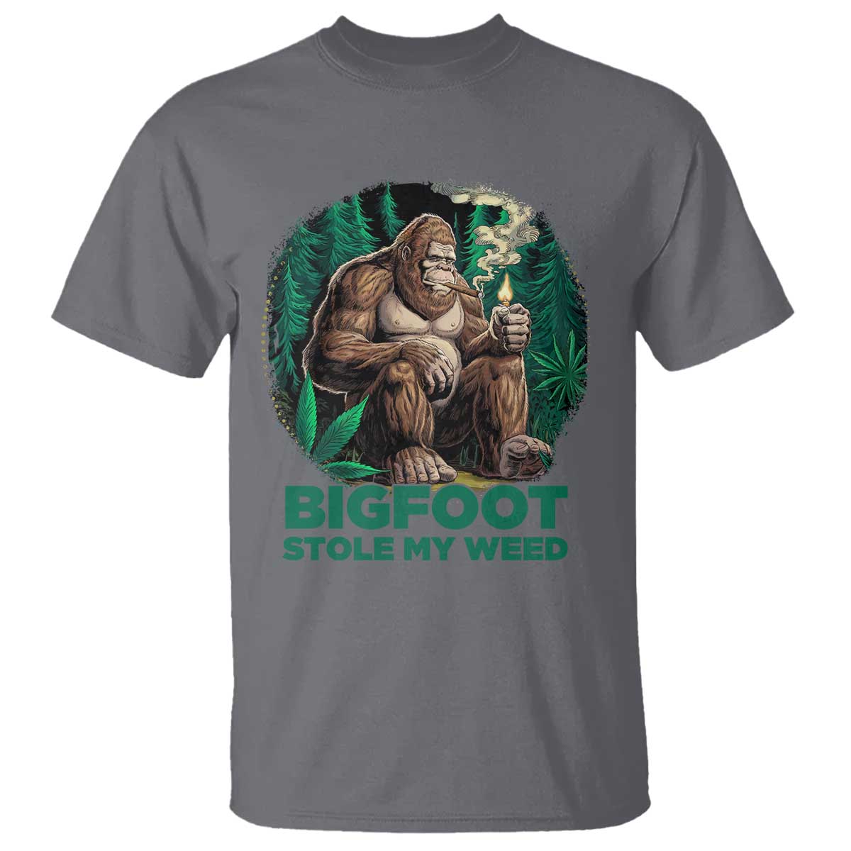 Funny Sasquatch Marijuana T Shirt Bigfoot Stole My Weed Vintage 420