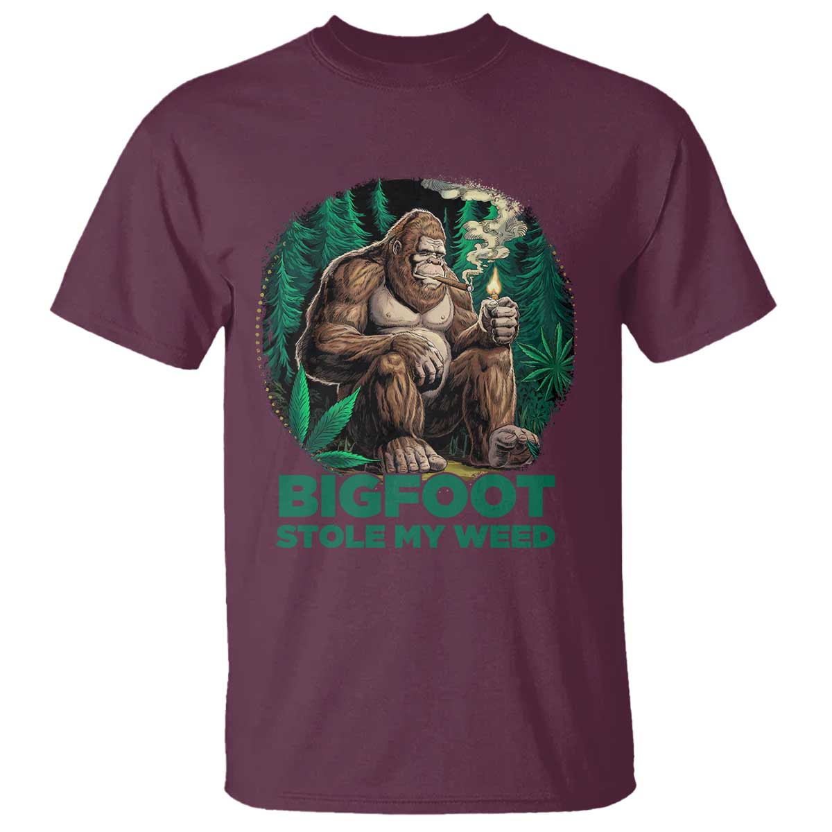 Funny Sasquatch Marijuana T Shirt Bigfoot Stole My Weed Vintage 420
