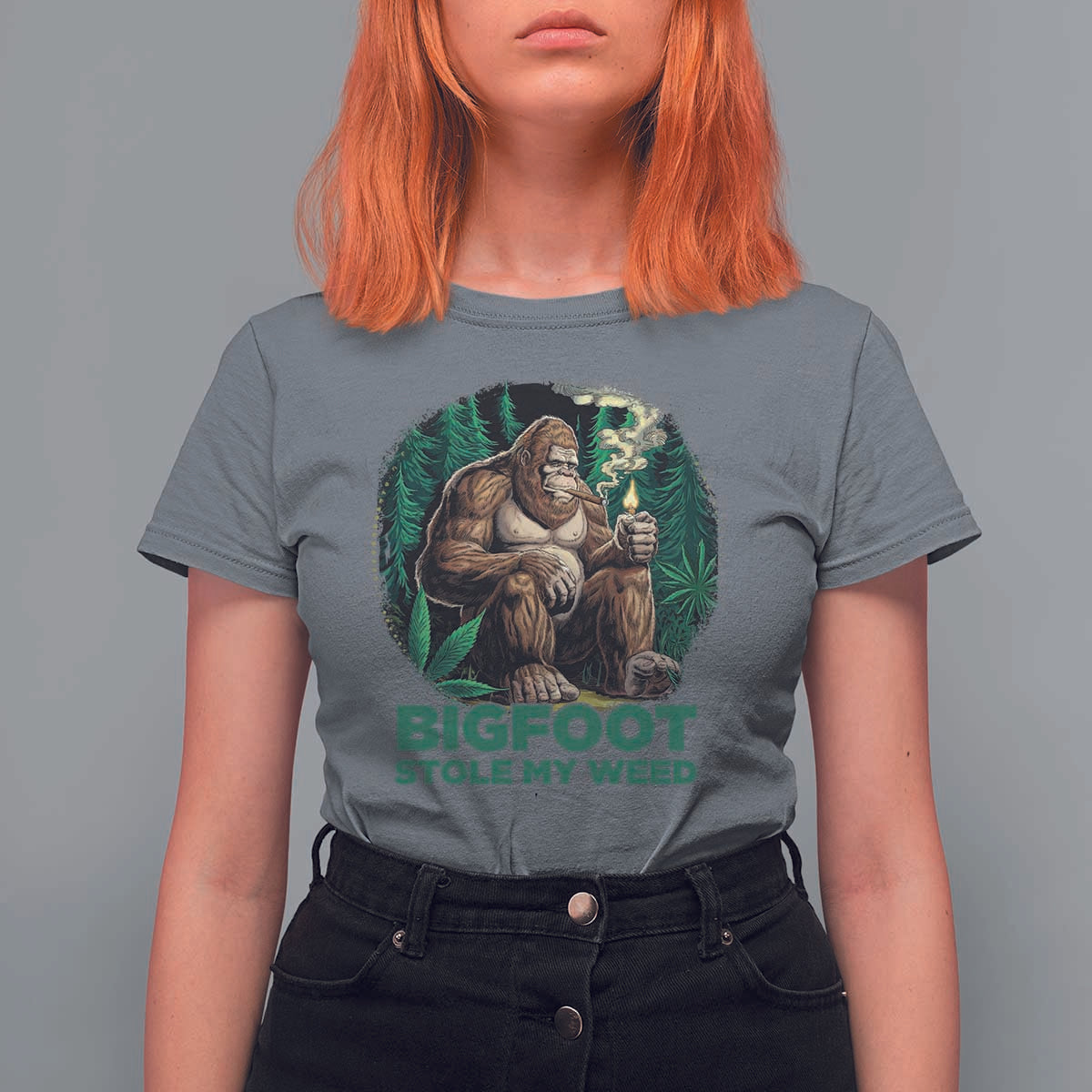 Funny Sasquatch Marijuana T Shirt For Women Bigfoot Stole My Weed Vintage 420