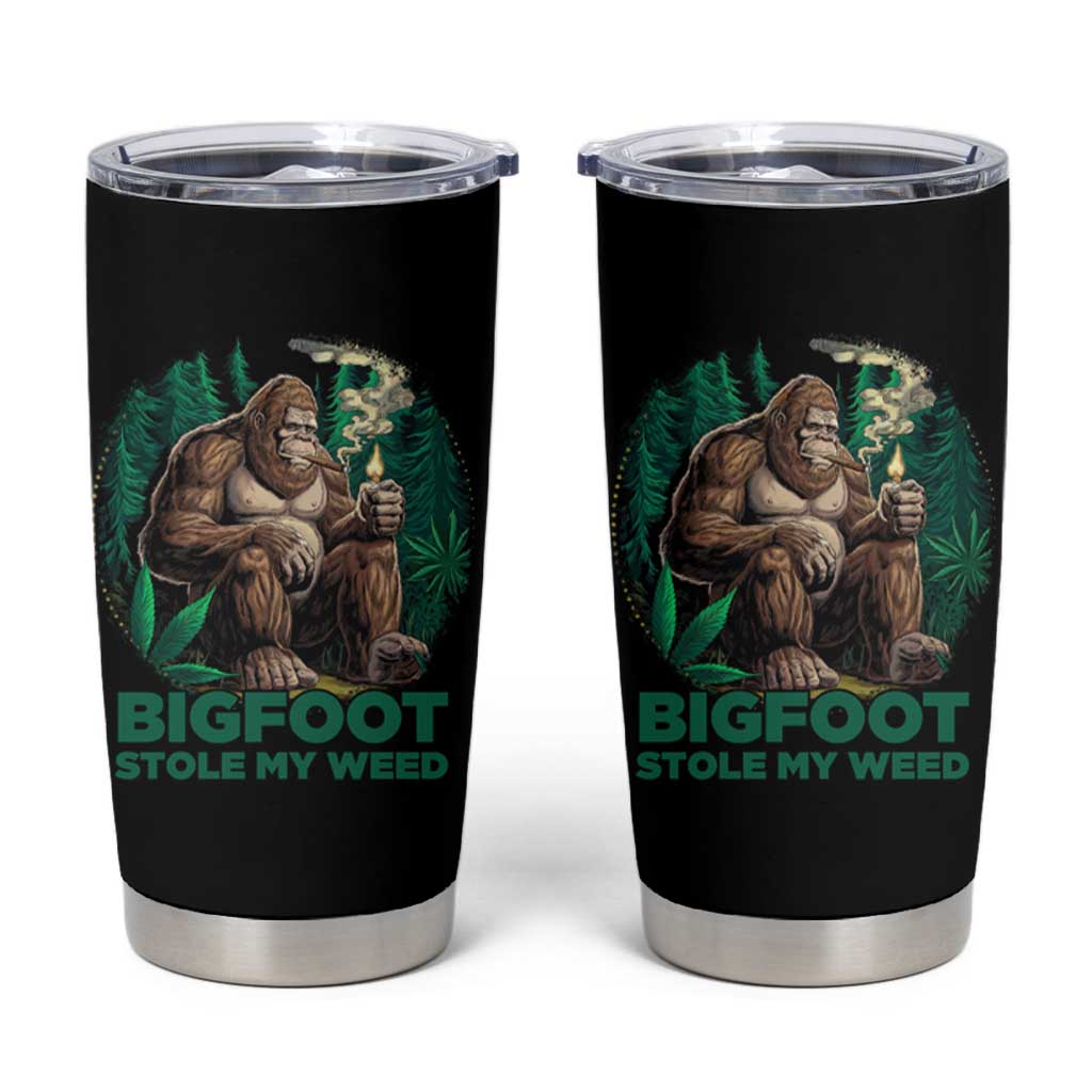 Funny Sasquatch Marijuana Tumbler Cup Bigfoot Stole My Weed Vintage 420