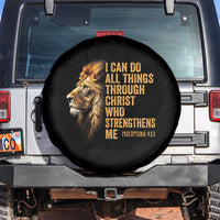 Christian Faith Spare Tire Cover Philippians 4:13 Religious Lion Strengthens