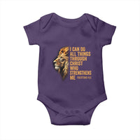 Christian Faith Baby Onesie Philippians 4:13 Religious Lion Strengthens