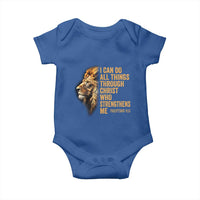Christian Faith Baby Onesie Philippians 4:13 Religious Lion Strengthens