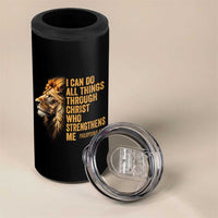 Christian Faith 4 in 1 Can Cooler Tumbler Philippians 4:13 Religious Lion Strengthens
