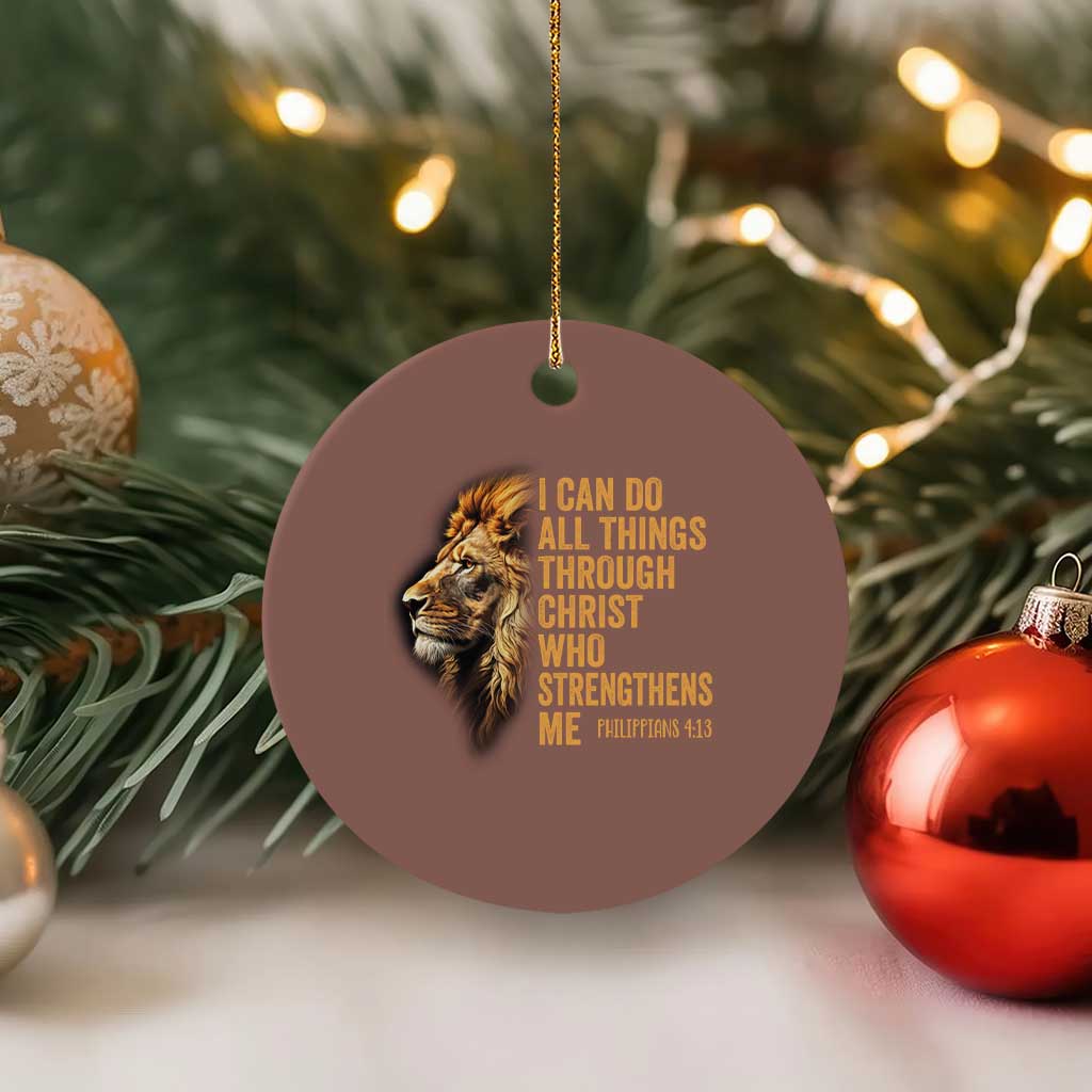 Christian Faith Ceramic Ornament Philippians 4:13 Religious Lion Strengthens - Wonder Print Shop