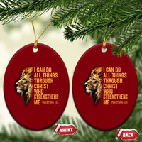Christian Faith Ceramic Ornament Philippians 4:13 Religious Lion Strengthens - Wonder Print Shop