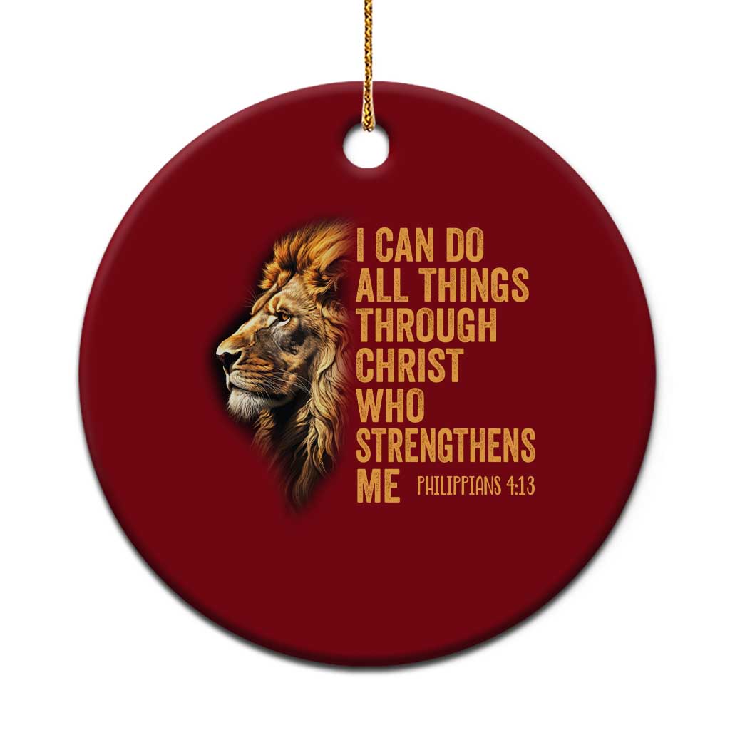 Christian Faith Ceramic Ornament Philippians 4:13 Religious Lion Strengthens - Wonder Print Shop