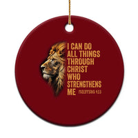 Christian Faith Ceramic Ornament Philippians 4:13 Religious Lion Strengthens - Wonder Print Shop