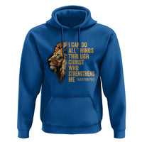 Christian Faith Hoodie Philippians 4:13 Religious Lion Strengthens
