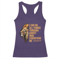 Christian Faith Racerback Tank Top Philippians 4:13 Religious Lion Strengthens