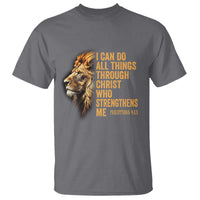 Christian Faith T Shirt Philippians 4:13 Religious Lion Strengthens