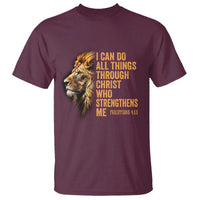 Christian Faith T Shirt Philippians 4:13 Religious Lion Strengthens