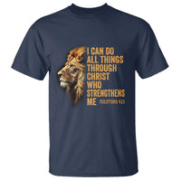Christian Faith T Shirt Philippians 4:13 Religious Lion Strengthens