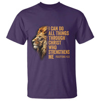 Christian Faith T Shirt Philippians 4:13 Religious Lion Strengthens