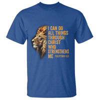 Christian Faith T Shirt Philippians 4:13 Religious Lion Strengthens