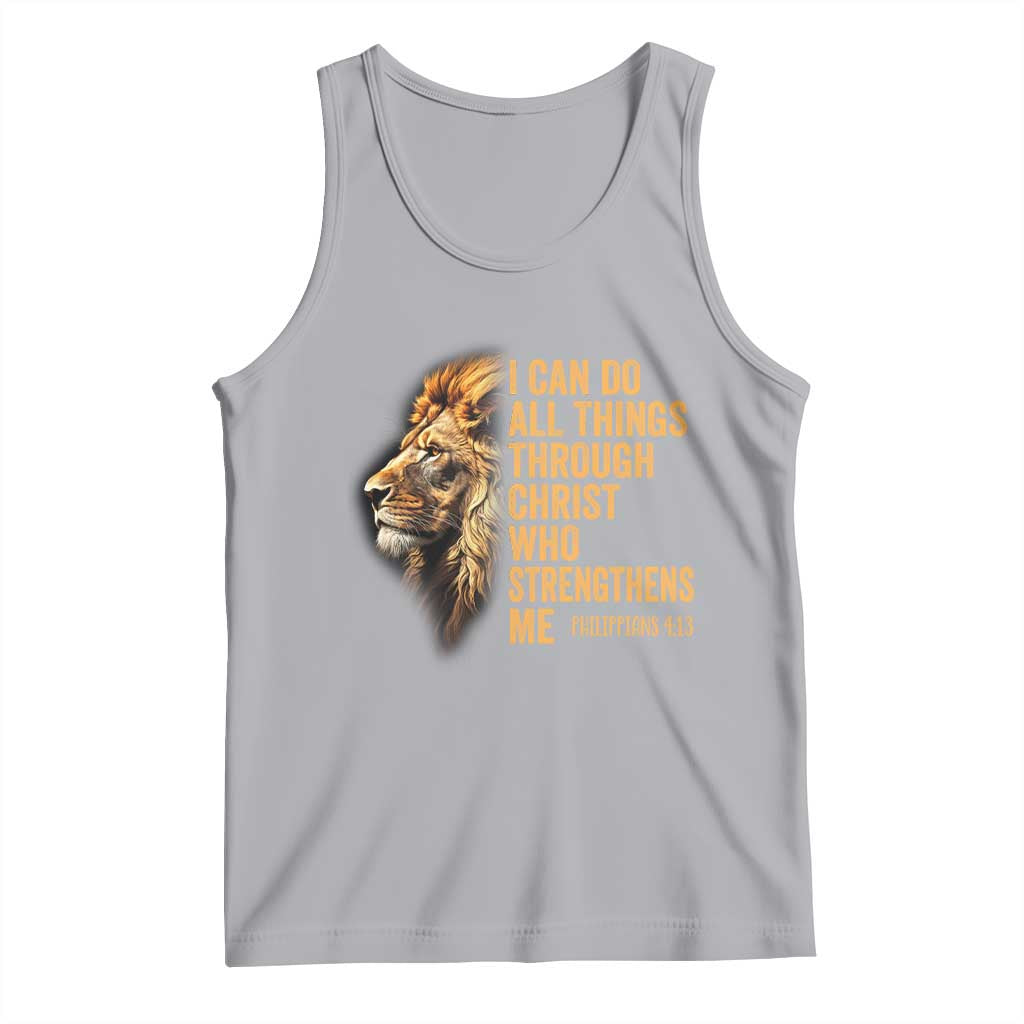 Christian Faith Tank Top Philippians 4:13 Religious Lion Strengthens