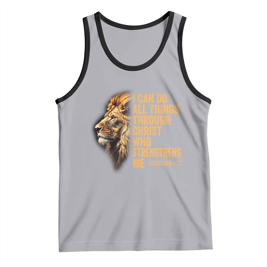 Christian Faith Tank Top Philippians 4:13 Religious Lion Strengthens