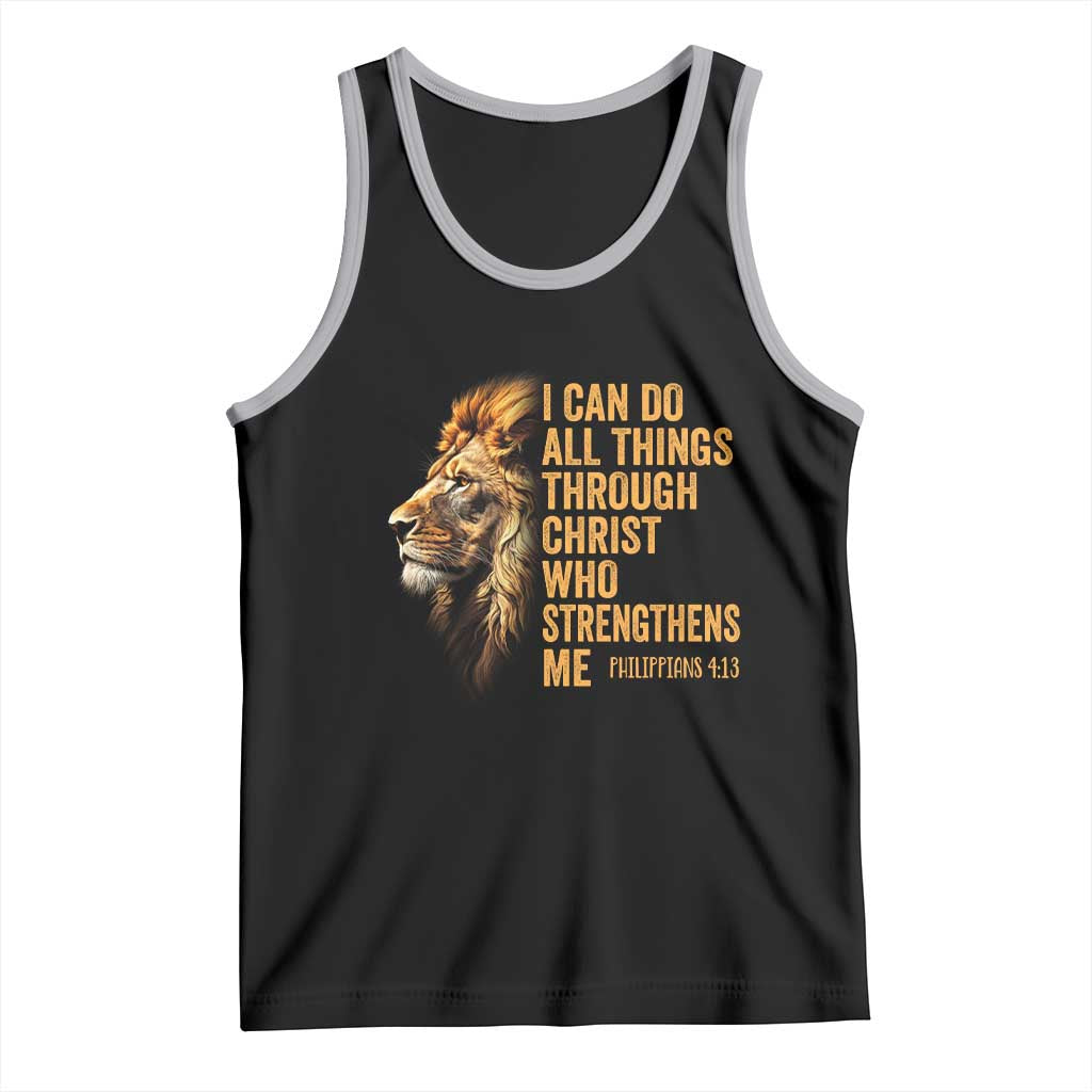 Christian Faith Tank Top Philippians 4:13 Religious Lion Strengthens