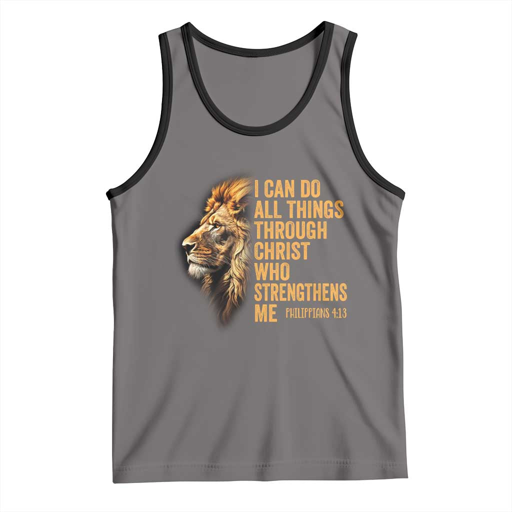 Christian Faith Tank Top Philippians 4:13 Religious Lion Strengthens