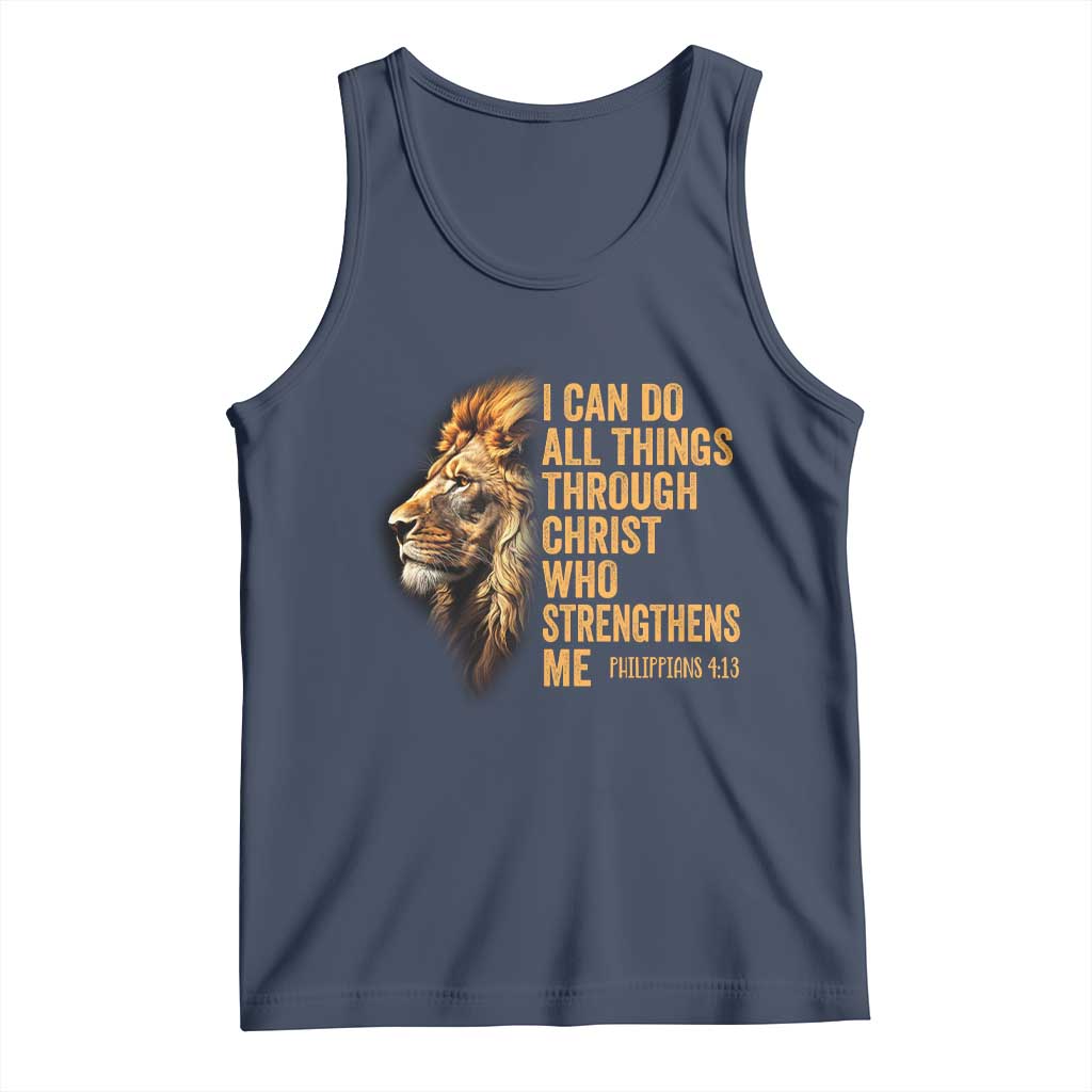 Christian Faith Tank Top Philippians 4:13 Religious Lion Strengthens
