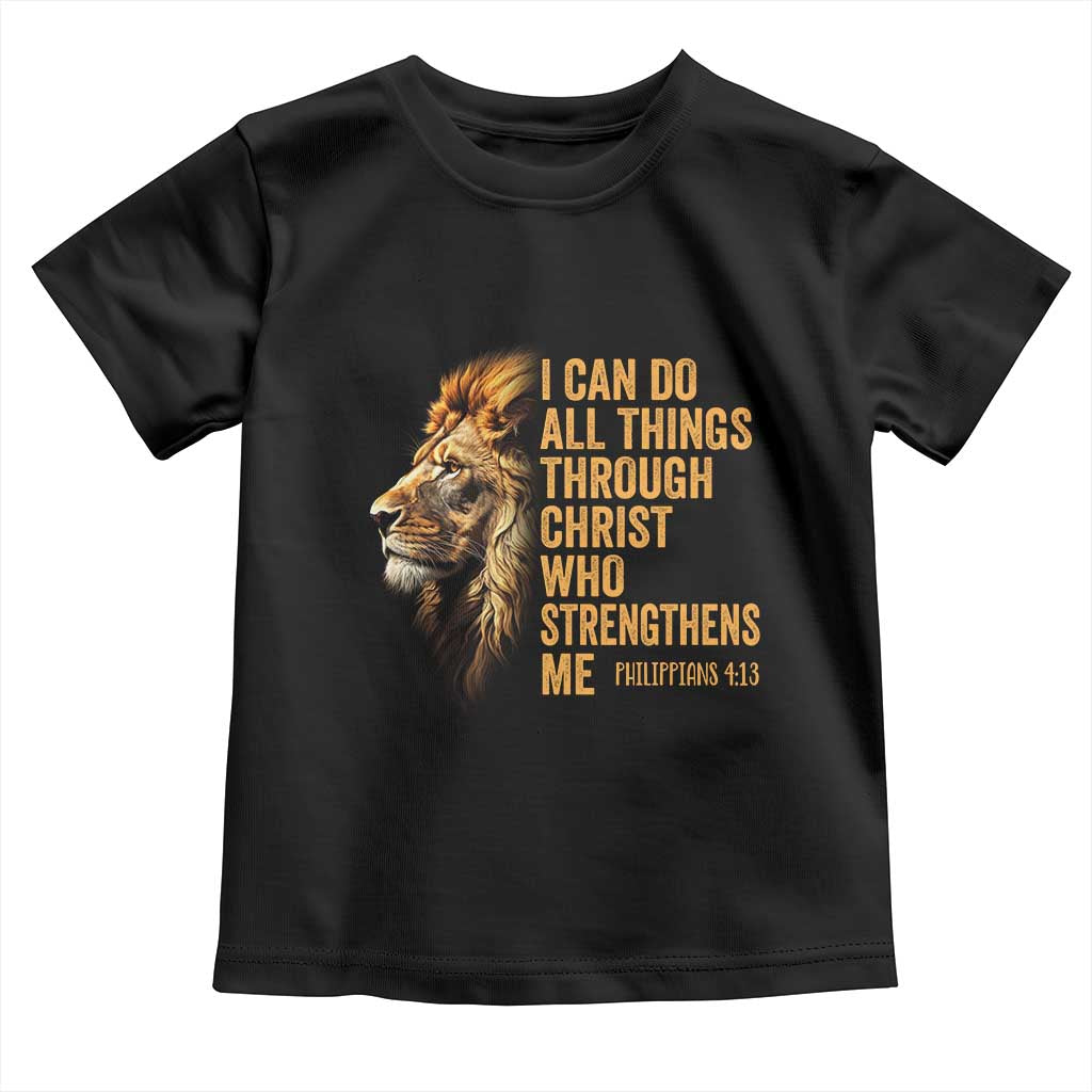 Christian Faith Toddler T Shirt Philippians 4:13 Religious Lion Strengthens