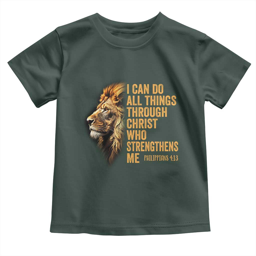 Christian Faith Toddler T Shirt Philippians 4:13 Religious Lion Strengthens