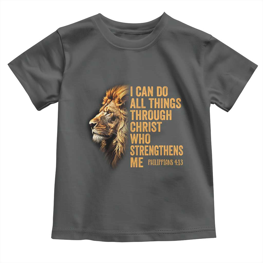 Christian Faith Toddler T Shirt Philippians 4:13 Religious Lion Strengthens