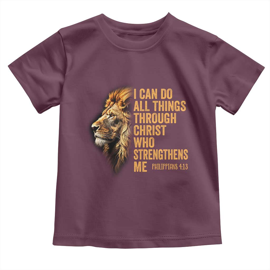 Christian Faith Toddler T Shirt Philippians 4:13 Religious Lion Strengthens