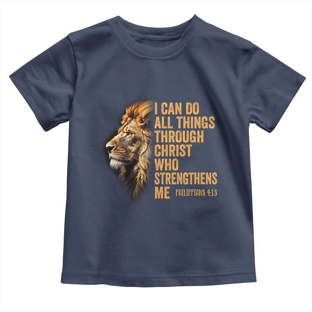 Christian Faith Toddler T Shirt Philippians 4:13 Religious Lion Strengthens