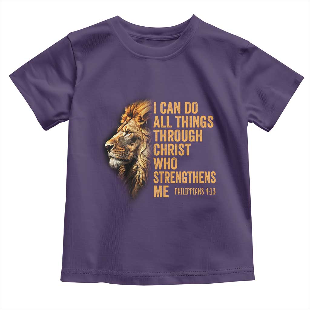 Christian Faith Toddler T Shirt Philippians 4:13 Religious Lion Strengthens
