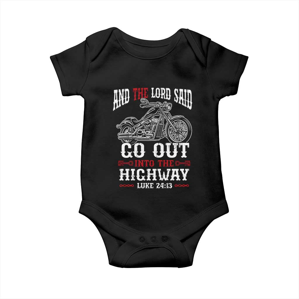 Christian Biker Baby Onesie Lord Said Go Out Into Highways Faith Motorcycle