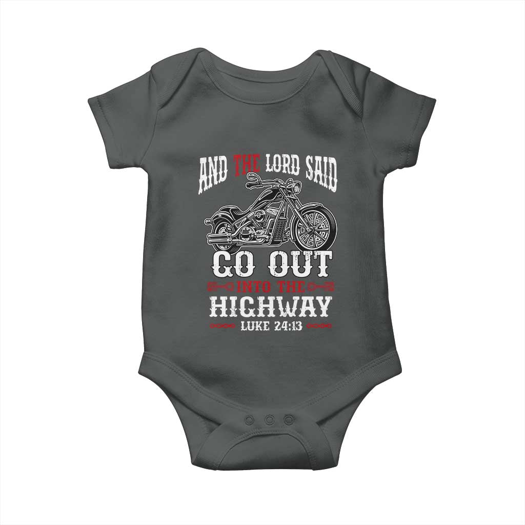 Christian Biker Baby Onesie Lord Said Go Out Into Highways Faith Motorcycle