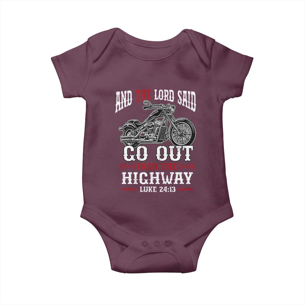 Christian Biker Baby Onesie Lord Said Go Out Into Highways Faith Motorcycle