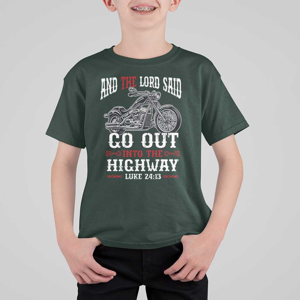 Christian Biker T Shirt For Kid Lord Said Go Out Into Highways Faith Motorcycle