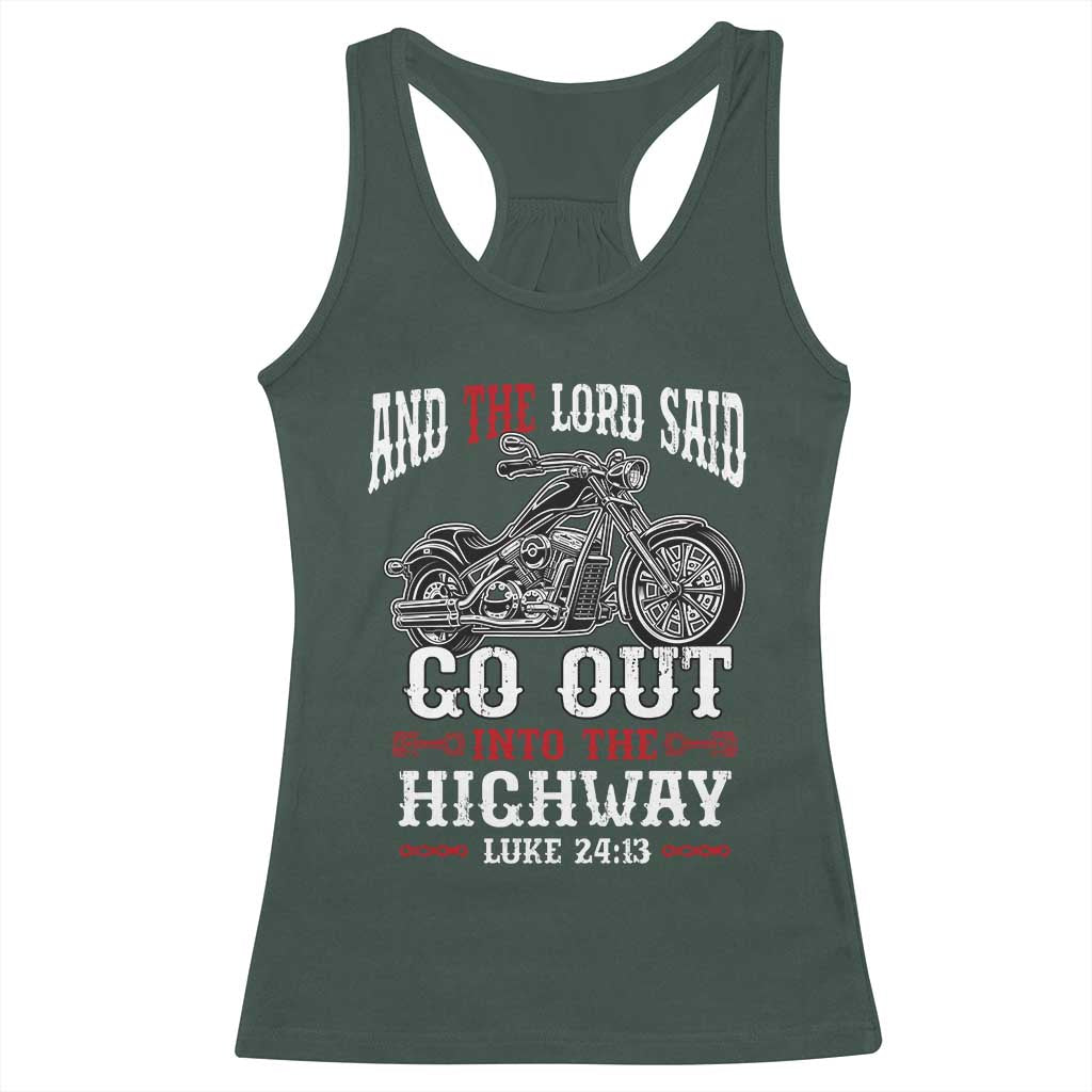 Christian Biker Racerback Tank Top Lord Said Go Out Into Highways Faith Motorcycle