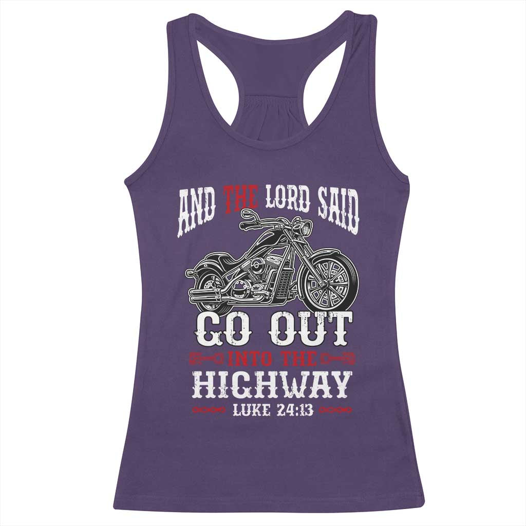 Christian Biker Racerback Tank Top Lord Said Go Out Into Highways Faith Motorcycle