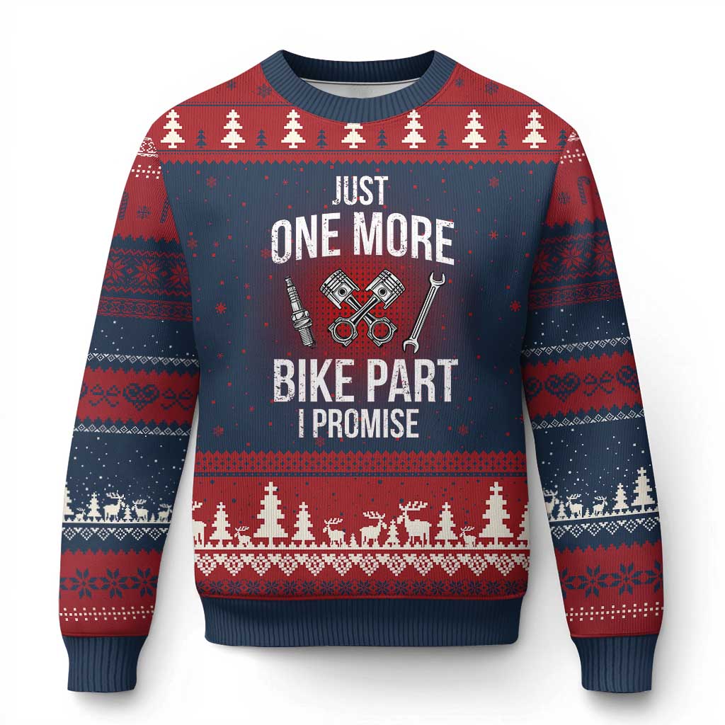 Funny Biker Ugly Christmas Sweater One More Bike Part Motorcycle Mechanic - Wonder Print Shop