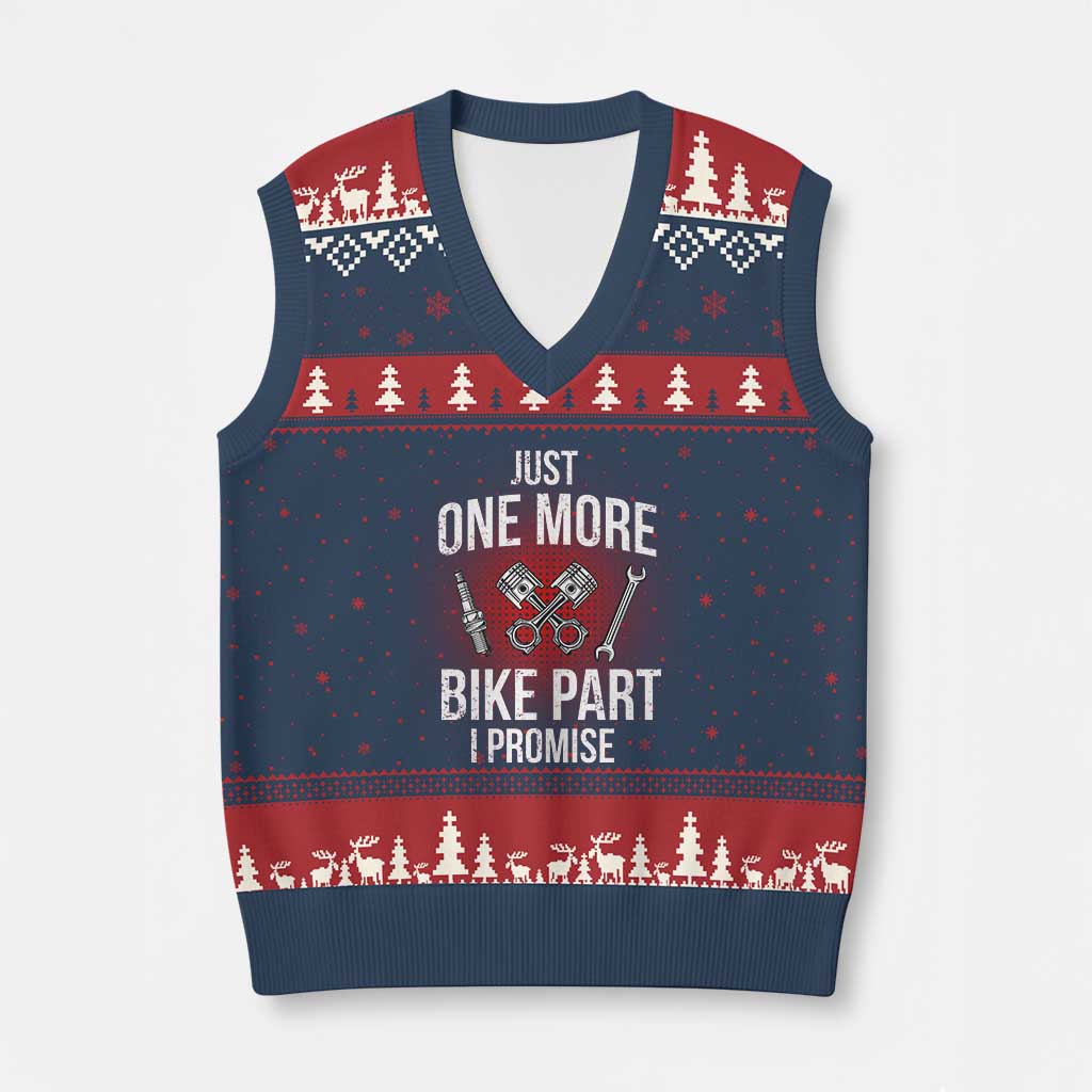 Funny Biker V-Neck Knit Sweater Vest One More Bike Part Motorcycle Mechanic - Wonder Print Shop