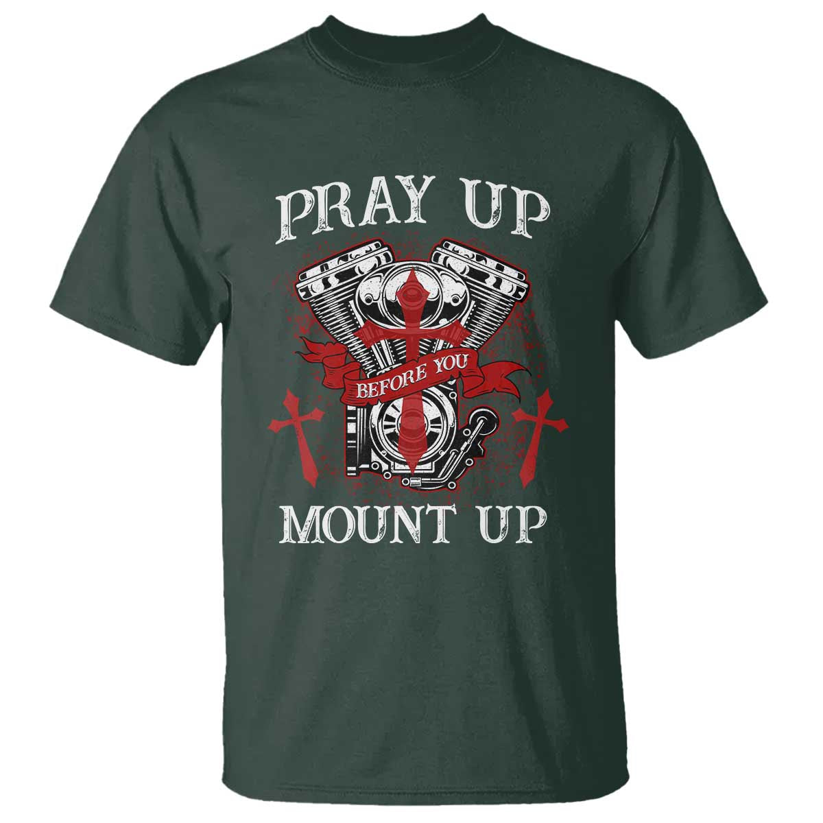 Christian Biker T Shirt Pray Up Before You Mount Up Faith