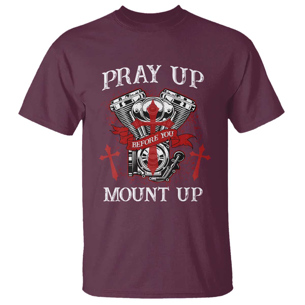 Christian Biker T Shirt Pray Up Before You Mount Up Faith