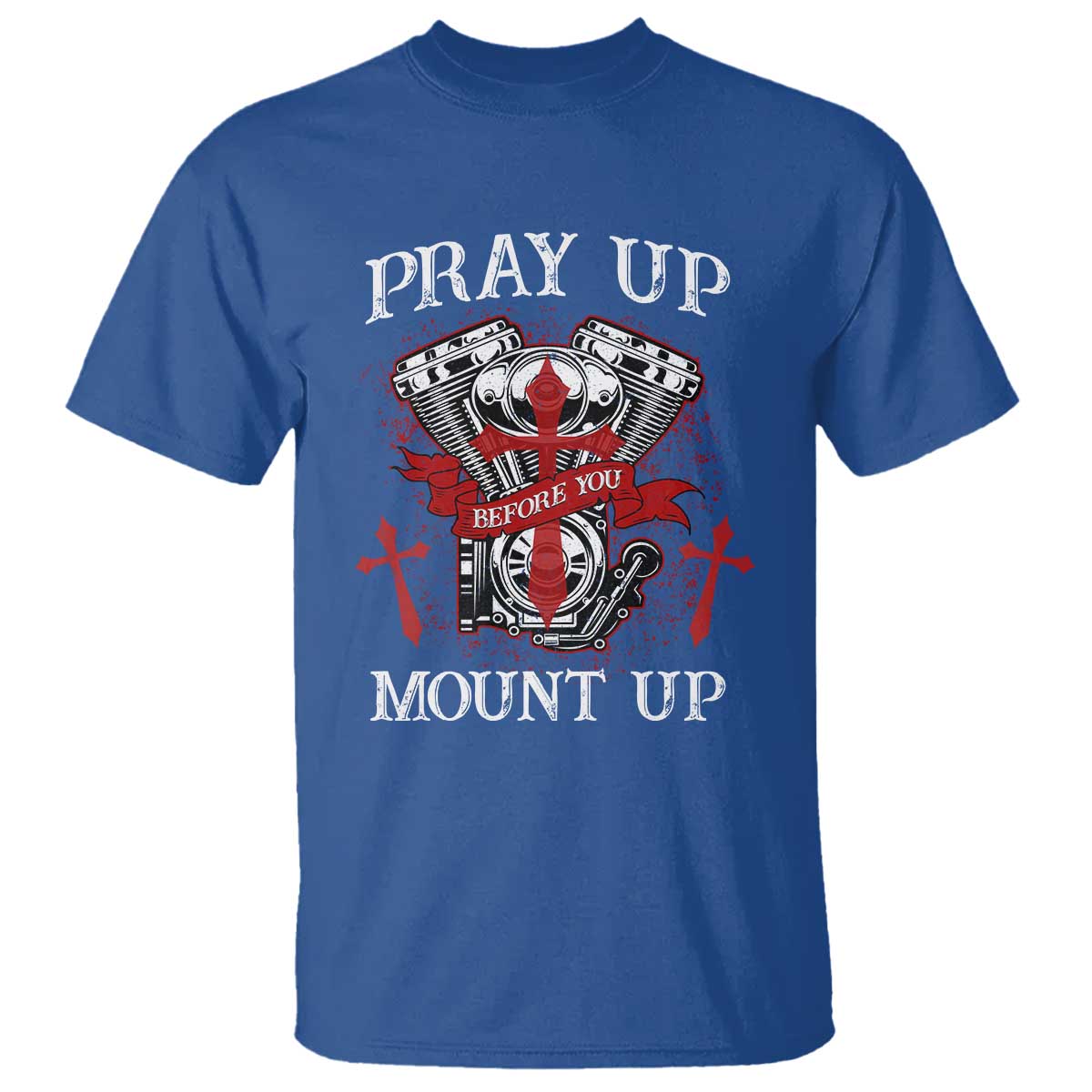 Christian Biker T Shirt Pray Up Before You Mount Up Faith